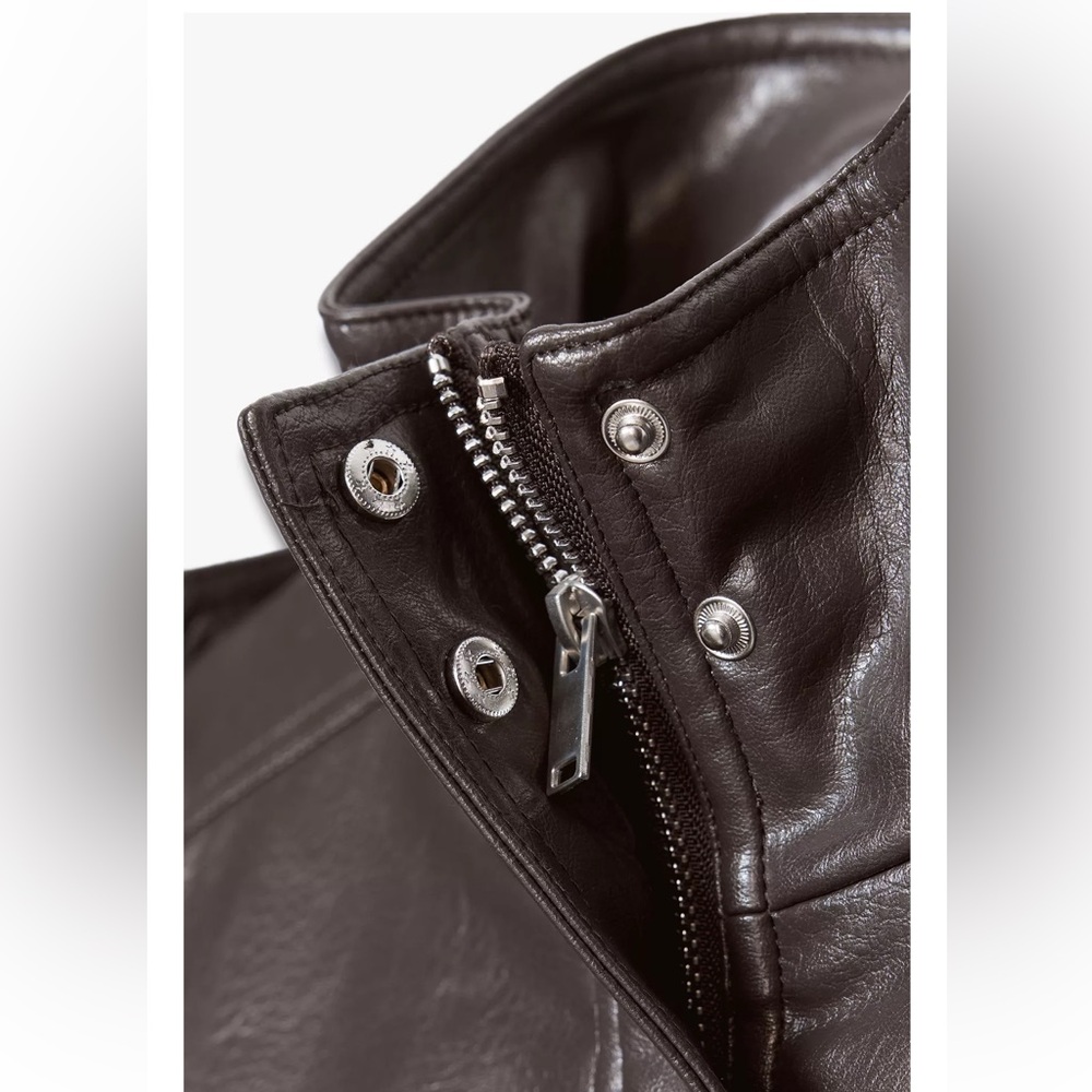 Zara FAUX LEATHER CROPPED JACKET - Picture 6 of 7